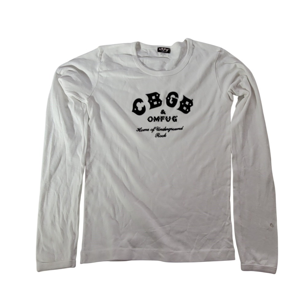 CBGB OMFUG Home of Underground Rock Long Sleeve Womens T-Shirt White Small USA